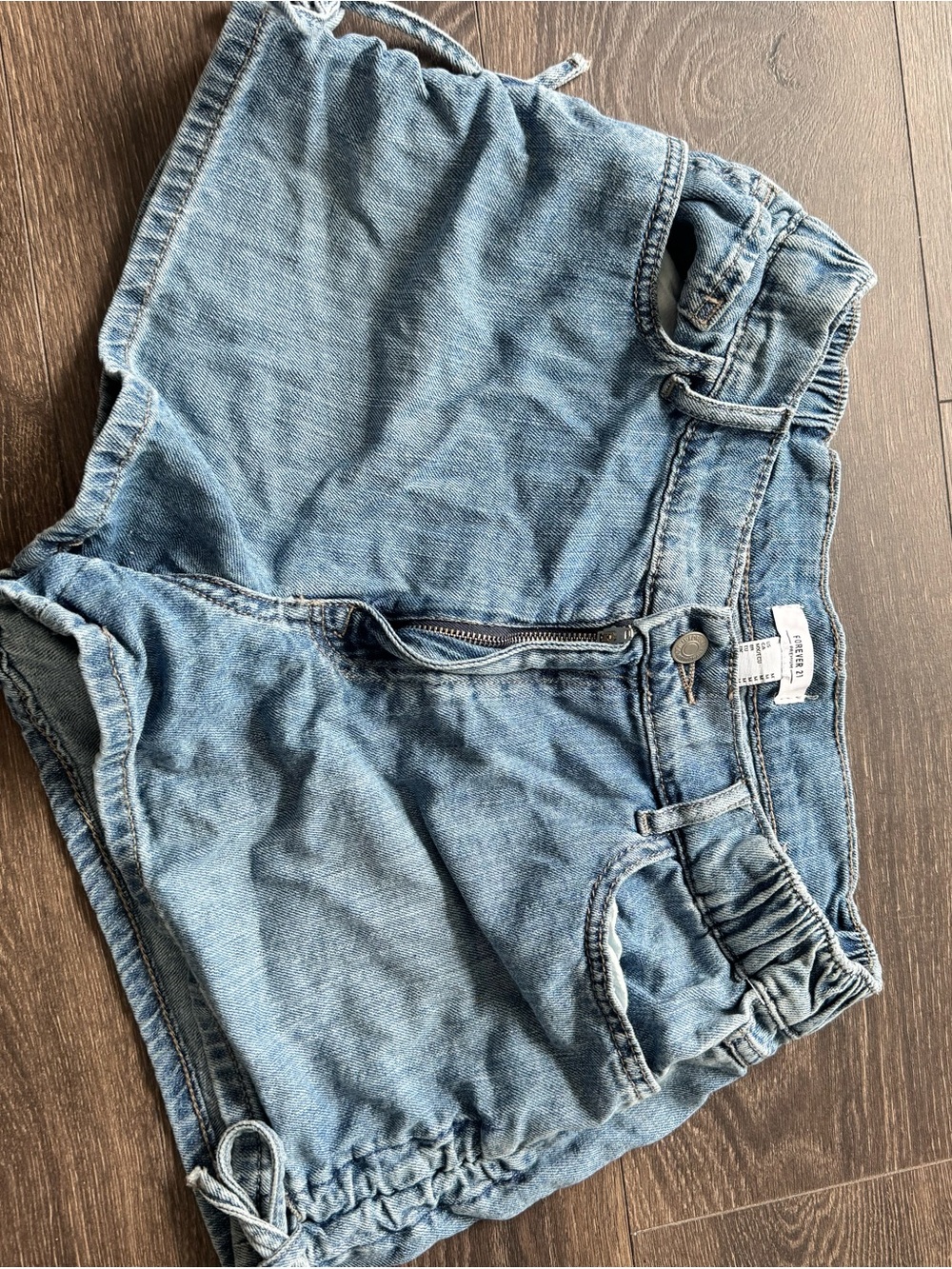 Forever 21 Light Blue Denim Drawstring Shorts